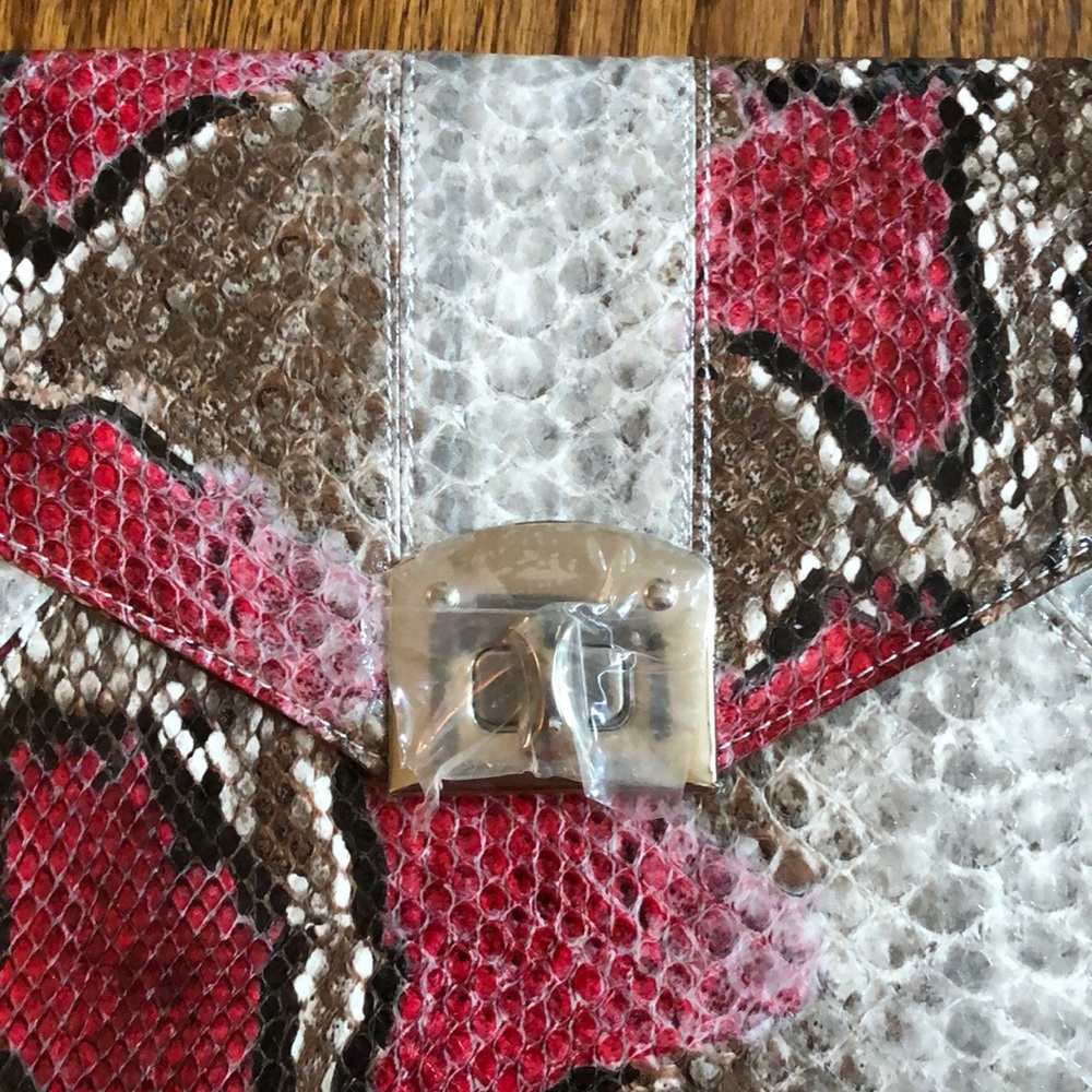 Brand new red and brown snakeskin clutch - Picture 2 of 5